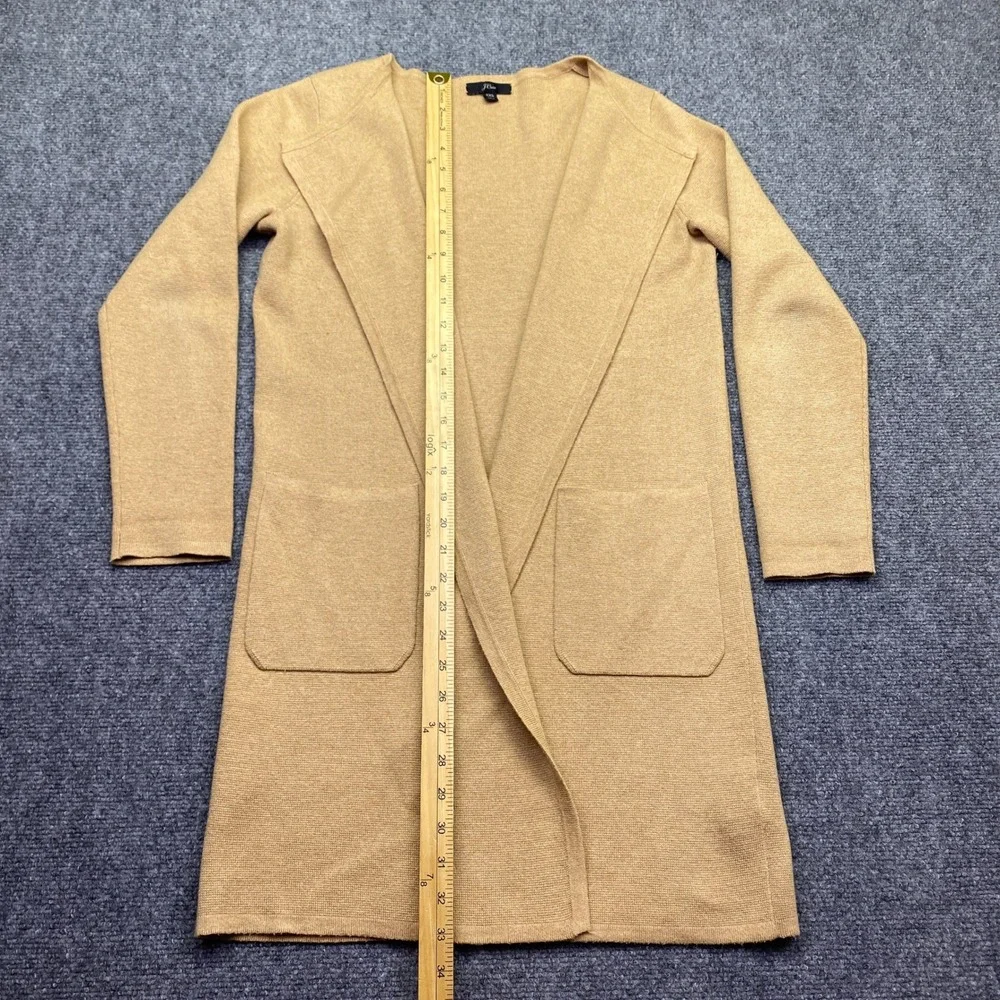 J.Crew Womens Juliette Collarless Blazer Cardigan Sweater Tan Merino Blend J6339